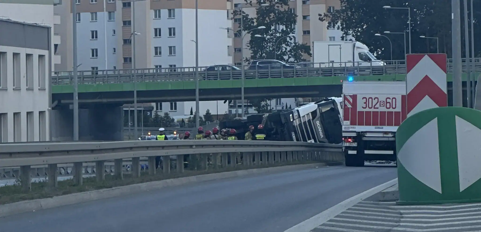 Wypadek tira w Białymstoku