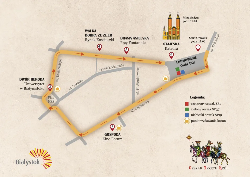 Mapa Orszaku Trzech Króli 2026 Białystok