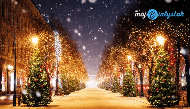 W Białymstoku trwa montaż dekoracji świąteczno-noworocznych