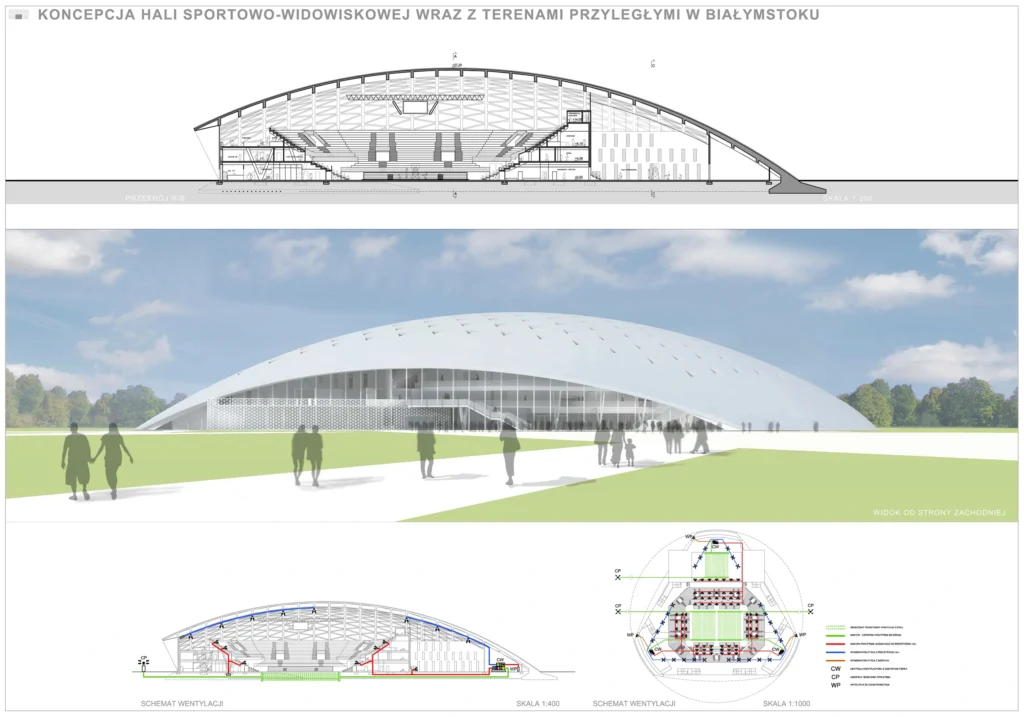 Wizualizacja planowanej hali widowiskowo-sportowej w Białymstoku.